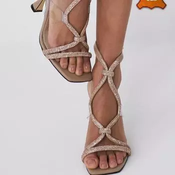 Женское модное вечернее платье из натуральной кожи норки Женские босоножки на каблуке