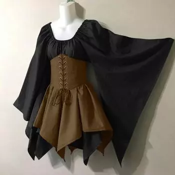 Женское модное винтажное платье с длинным рукавом, вечернее вечернее вечернее платье для косплея L чёрный