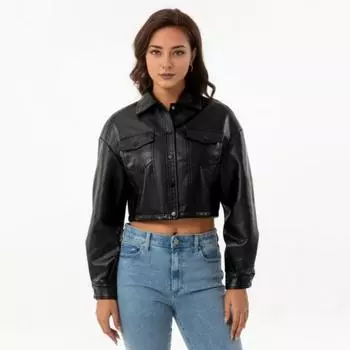 Женское мотоциклетное пальто из гладкой ветрозащитной искусственной кожи с длинными рукавами, однобортное, короткое, однотонное, с нагрудным карманом, приталенная куртка S бежевый