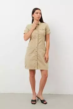 Женское мятно-зеленое джинсовое платье на пуговицах