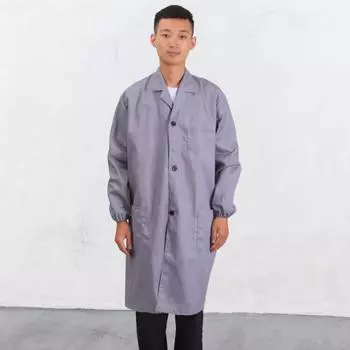 Женское мужское рабочее пальто с лацканами, длинный рукав, эластичные манжеты, однотонный цвет XL серый