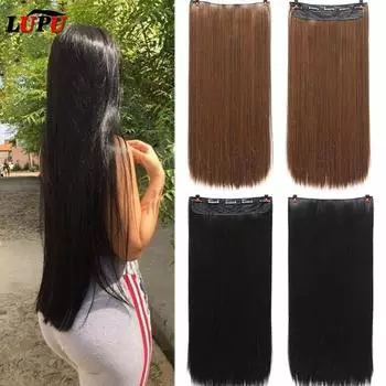 Женское наращивание волос, длинный прямой хвост, синтетический парик, наращивание волос с термостойким волокном LUPU 50cm