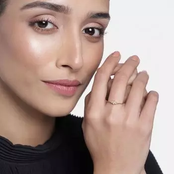 Женское необычное кольцо Estele American с бриллиантами и позолотой (нерегулируемое)