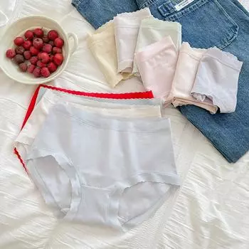 Женское нижнее белье 5А, антибактериальные милые трусики, удобные треугольные шорты, трусы One Size