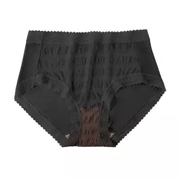 Женское нижнее белье Антибактериальное дышащее быстросохнущее нижнее белье Сетчатое кружевное жаккардовое нижнее белье со средней талией Высокоэластичное нижнее белье Сексуальные треугольные брюки M чёрный