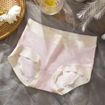 Женское нижнее белье, антибактериальное хлопковое нижнее белье с промежностью без следов, дышащие треугольные шорты со средней талией для девочек M розовый