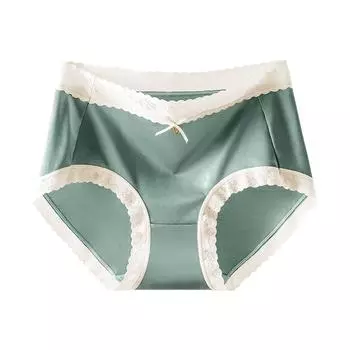 Женское нижнее белье, антибактериальные дышащие тонкие трусы со средней талией, брюки, роскошное атласное нижнее белье L синий