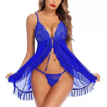 Женское нижнее белье Babydoll длиной выше колена с цветочным принтом и кружевом Free