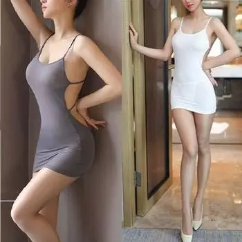 Женское нижнее белье Babydoll с открытой спиной, короткое платье, прозрачное сексуальное облегающее платье с бретелькой на шее, эротическая одежда, ночная одежда