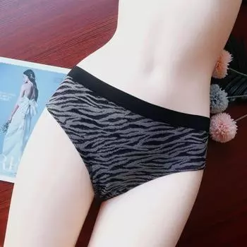 Женское нижнее белье Bare Ammonia, дышащие трусики с зебровым принтом и низкой посадкой. Женские удобные трусы с подтяжкой бедер. M чёрный