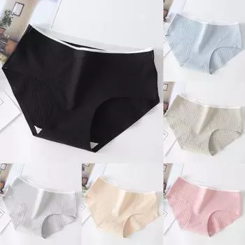 Женское нижнее белье, бесшовные и дышащие хлопковые трусы L бежевый