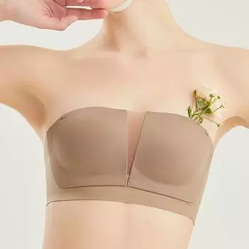 Женское нижнее белье без бретелек, Нескользящий бюстгальтер без следов, фиксированная чашка, невидимый бюстгальтер без стального кольца S белый