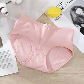 Женское нижнее белье без следов, антибактериальное нижнее белье с промежностью, сексуальные дышащие треугольные шорты большого размера со средней талией для девочек M розовый