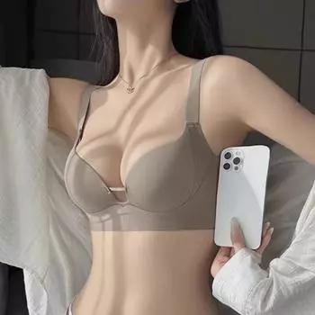 Женское нижнее белье без следов, маленькая грудь, собранное специальным стальным кольцом, закрытая грудь, антипровисающий бюстгальтер. 32/70 чёрный