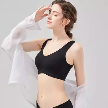 Женское нижнее белье без следов, тонкий чехол для бюстгальтера с фиксированной чашкой и защитой от провисания. 75B чёрный