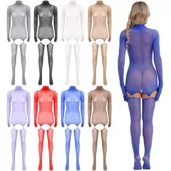 Женское нижнее белье, блестящий прозрачный комбинезон, сексуальные чулки для всего тела, эротическое нижнее белье, чулки, колготки, соблазнительная ночная рубашка One Size