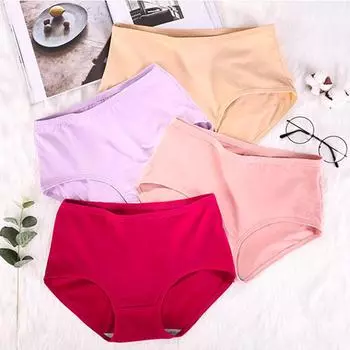 Женское нижнее белье больших размеров, трусы с высокой талией, хлопковые женские трусы XL XXL 3XL 4XL 5XL XL красный