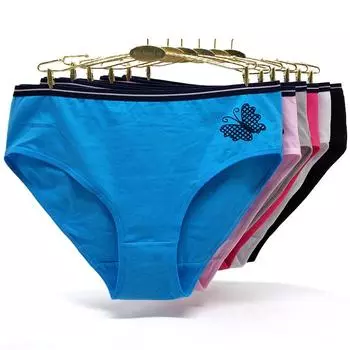 Женское нижнее белье больших размеров из хлопка со средней талией, сексуальные женские трусики-бикини с цветочным принтом, трусы для женщин, 6 шт. XXL