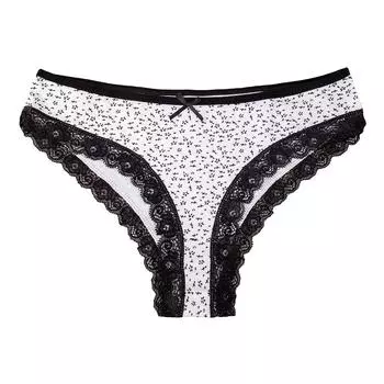 Женское нижнее белье больших размеров, хлопковые трусики, сексуальные кружевные трусы, интимное белье с принтом M-XXL, 1 шт. M чёрный