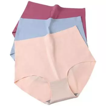 Женское нижнее белье больших размеров, свободные высокоэластичные треугольные трусики из ледяного шелка без следов трусов с высокой талией