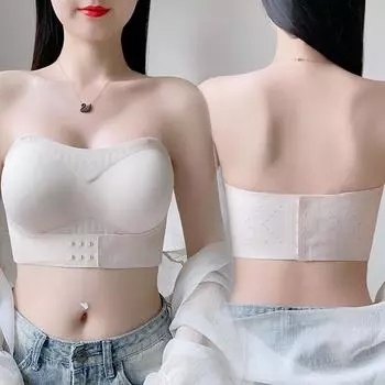 Женское нижнее белье большого размера без бретелек Минимайзер Бюстгальтер Beauty Back Беспроводной бюстгальтер Собранный бюстгальтер пуш-ап Нескользящий бесшовный нижнее белье Топ XXXXXL