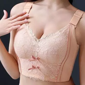 Женское нижнее белье большого размера с регулируемой чашкой, собранное на груди, чтобы предотвратить обвисание, большая грудь, небольшой летний тонкий бюстгальтер 36/80 шампанского