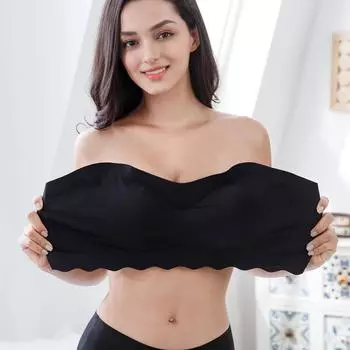 Женское нижнее белье большого размера без бретелек, тонкий, не провисающий, с красивой спинкой, нескользящий топ без бретелек 75B чёрный
