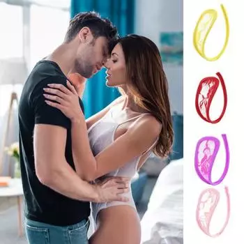 Женское нижнее белье C-стринг Сексуальное цветочное кружево C-образные сетчатые стринги Бесшовные прозрачные трусики для девичника, Дня святого Валентина