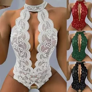 Женское нижнее белье Цельный кружевной боди Тедди Корсет Винтажный комплект нижнего белья Стильный комбинезон с вырезами Ночное белье Женский искушение Sexx Одежда M