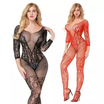 Женское нижнее белье, чулки с вышивкой, сексуальное ночное белье с длинными рукавами и полыми рукавами