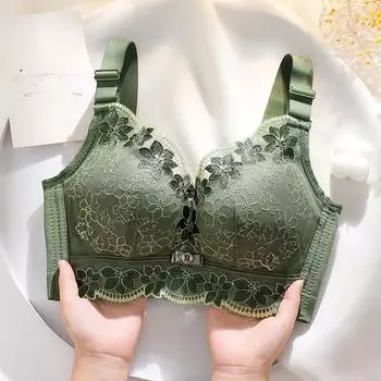 Женское нижнее белье Gather Together Регулируемое нижнее белье Сетчатая кружевная вышивка Анти-провисающий бюстгальтер Сексуальный и милый 32/70AB оранжевый