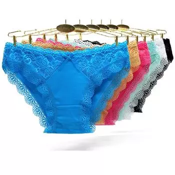 Женское нижнее белье, хлопковые сексуальные кружевные хипстерские трусики с низкой талией, повседневные трусы для молодых девушек, 6 шт. M