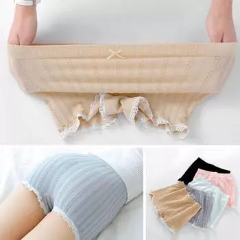 Женское нижнее белье Хлопковые трусы-боксеры Защитные трусы Милые трусы для девочек Удобные мягкие шорты Трусики one size чёрный