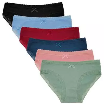 Женское нижнее белье, хлопковые трусы, однотонные, с милым бантом, сексуальные женские трусики с низкой посадкой для девочек, нижнее белье, 6 шт./лот M