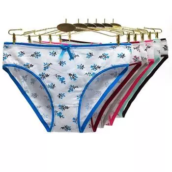 Женское нижнее белье, хлопковые трусы с цветочным принтом с низкой посадкой, женские трусики, нижнее белье, нижнее белье для женщин, 6 шт./компл. M