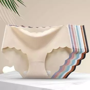 Женское нижнее белье Ice Silk бесшовное со средней посадкой - удобные трусы из чистого хлопка, доступны большие размеры M (40-48 kg)