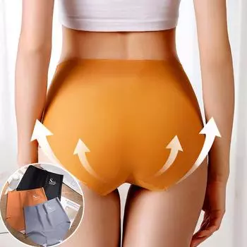 Женское нижнее белье Ice Silk с высокой талией, полностью закрывающее женские трусики, женское нижнее белье, трусики-шорты M чёрный