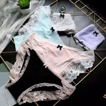 Женское нижнее белье Ice Silk, сексуальные кружевные трусики с низкой талией, бесшовные трусы-шорты, дышащие, эластичные трусы L светло-фиолетовый