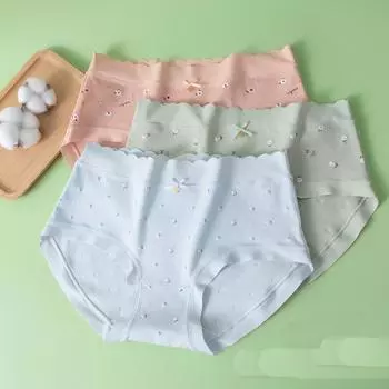 Женское нижнее белье из 4 предметов хлопка в упаковке. Женское нижнее белье с принтом. Бесшовные треугольные брюки со средней талией. L