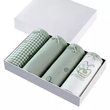 Женское нижнее белье из 4 предметов из чистого хлопка в упаковке, милое нижнее белье из хлопка со средней посадкой, кружевные трусы без краев S