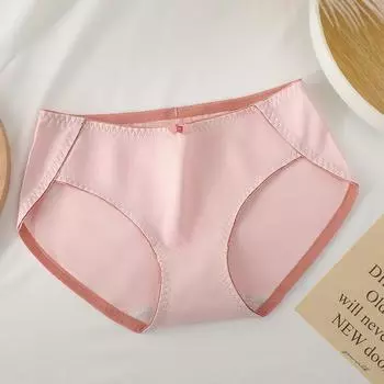 Женское нижнее белье из чистого хлопка, большие размеры, простое, со средней и высокой талией, дышащее, с контрастными ягодицами, обернутое треугольное нижнее белье из чистого хлопка L розовый