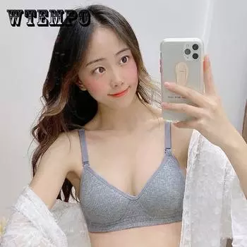Женское нижнее белье из чистого хлопка для старшеклассников, бюстгальтер для девочек, развивающий тонкий бюстгальтер в форме кольца без стального кольца 34/75C