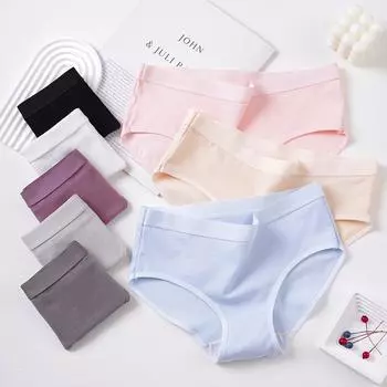 Женское нижнее белье из чистого хлопка, трусы со средней посадкой, дышащие, облегающие бедра, треугольные трусики M чёрный