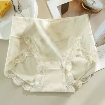 Женское нижнее белье из хлопка, антибактериальные трусики с высокой талией и кружевным краем, большие размеры, мягкий дизайн для девочек M