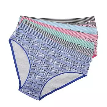 Женское нижнее белье из хлопка больших размеров со средней посадкой и геометрическим рисунком, сексуальные женские трусы для мам, трусики, нижнее белье, 6 шт. 2XL разноцветный