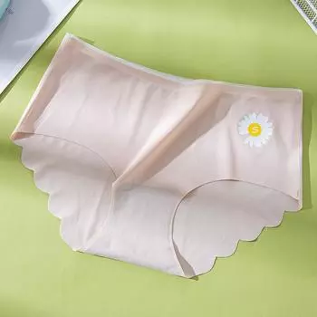 Женское нижнее белье из ледяного шелка без следов, модное нижнее белье со средней талией, эластичные дышащие треугольные брюки M