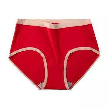 Женское нижнее белье из модала. Антибактериальное нижнее белье из чистого хлопка. Дышащее нижнее белье со средней талией. Удобное нижнее белье премиум-класса. Суперэластичные трусы. M красный