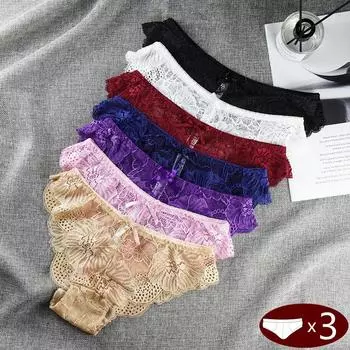 Женское нижнее белье, комплект кружевных трусиков с цветочным принтом, прозрачные полые трусы, женское нижнее белье, интимное белье XL