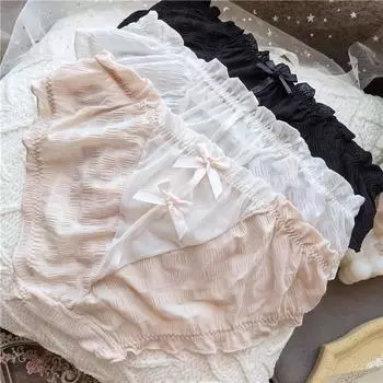 Женское нижнее белье, милые милые трусы с рюшами и низкой поясной сумкой, трусики на бедрах One Size белый