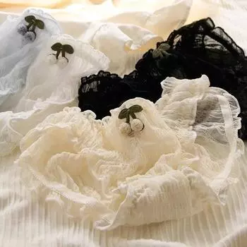 Женское нижнее белье, милые шерстяные трусы для девочек, бесшовные трусы со средней талией, сексуальные кружевные трусики, женское нижнее белье L чёрный